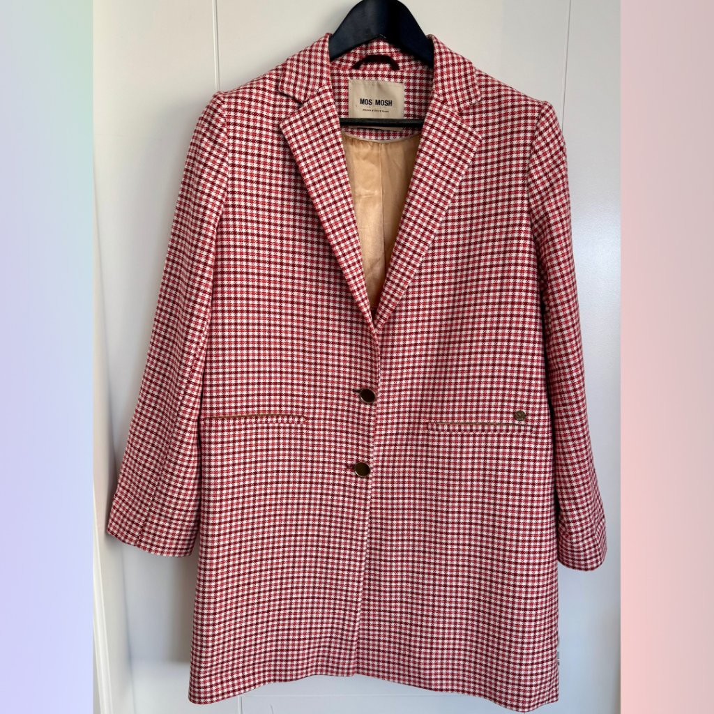 Mos Mosh Checkered Red Long Blazer Size 42